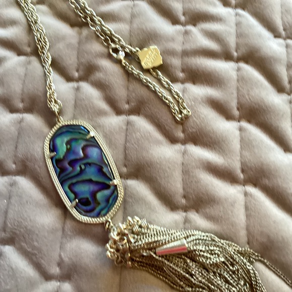 Kendra Scott Gold Necklace with Iridescent Abalone Tassel long Pendant - Picture 2 of 14